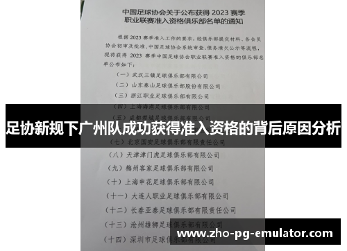 足协新规下广州队成功获得准入资格的背后原因分析